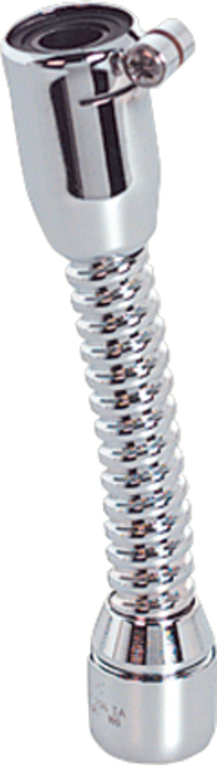 Extended spout with aerator and clamp, chrome-plated metal