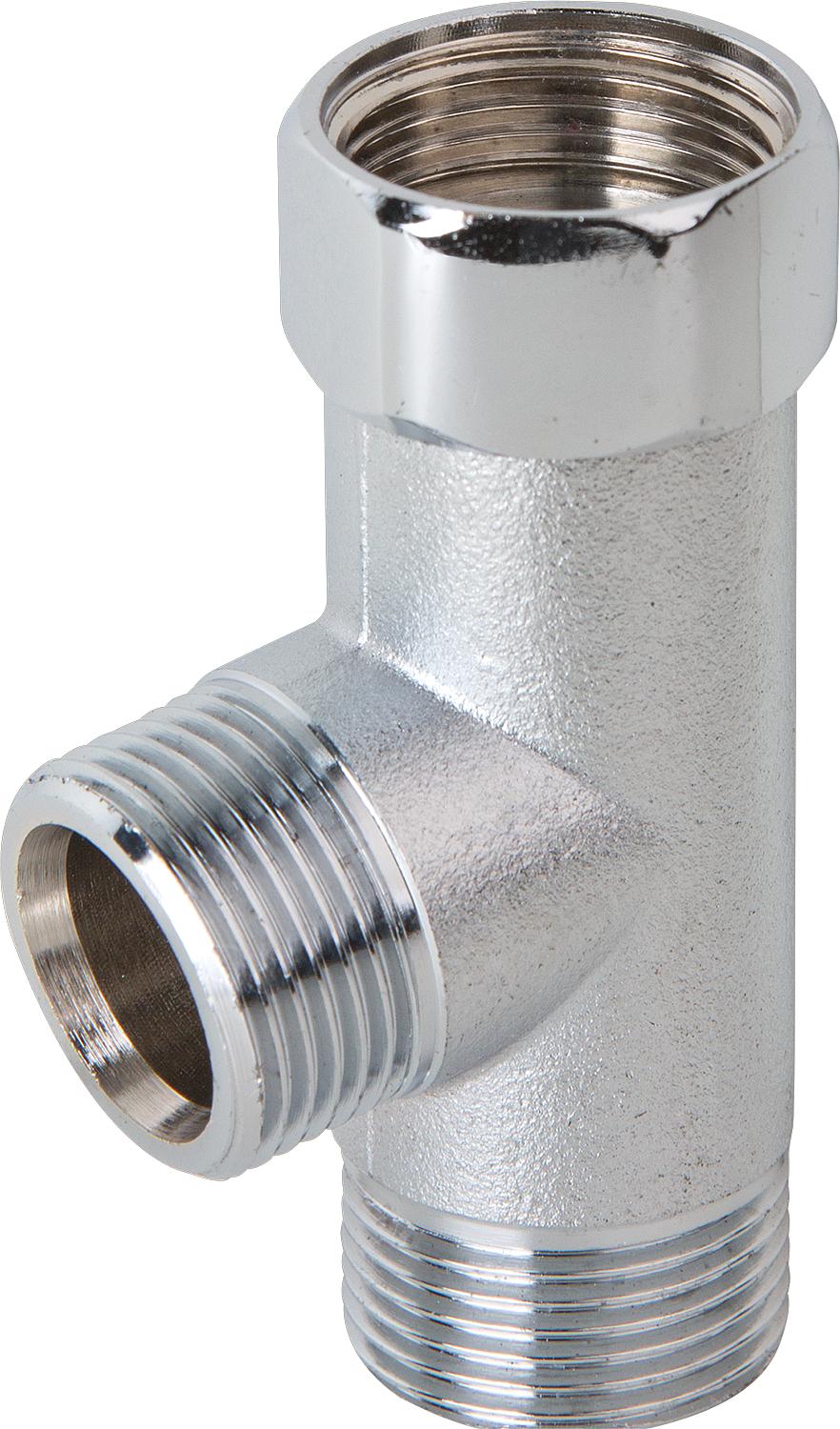T-Stück mit Überwurfmutter IG 3/4"x 2 AG 3/4" Messing verchromt