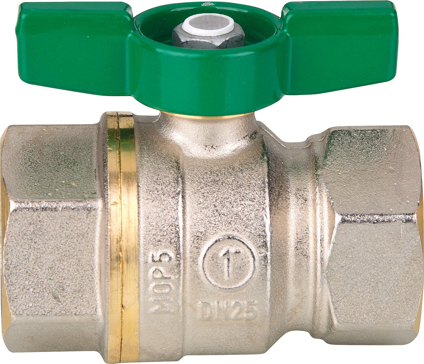 Drinking water ball valve R951W Dado, DN15 (1/2") female thread, nickel-plated brass / wing handle