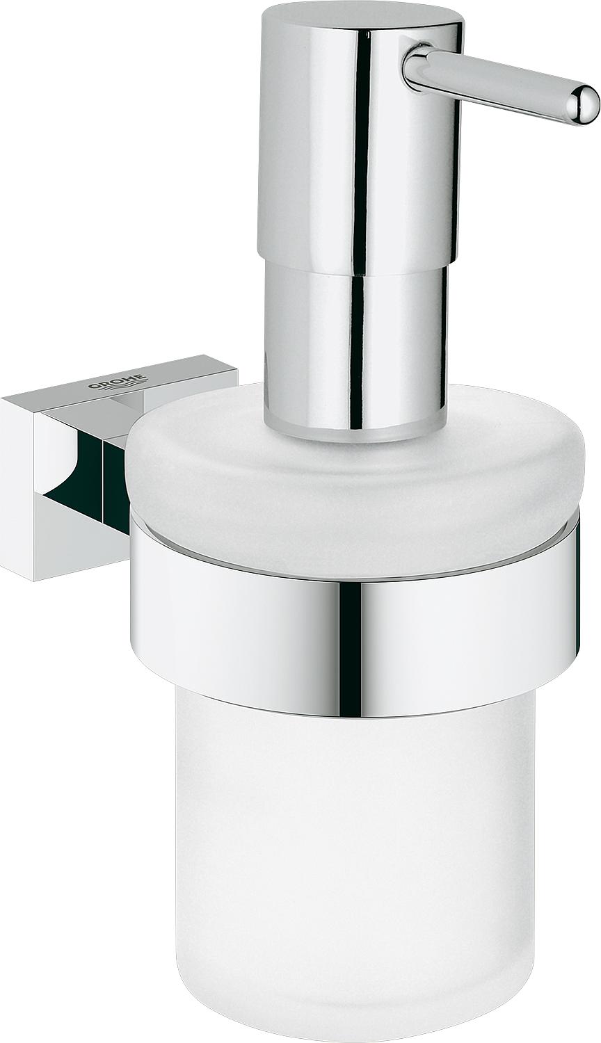 Grohe Essentials Cube chrome soap dispenser with wall bracket