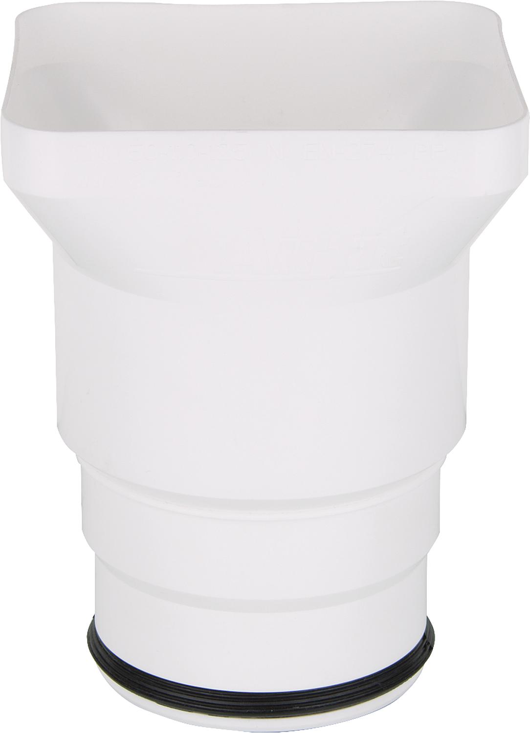 Trichtersiphon DN100/DN50 Kunststoff weiss, Einlauf eckig