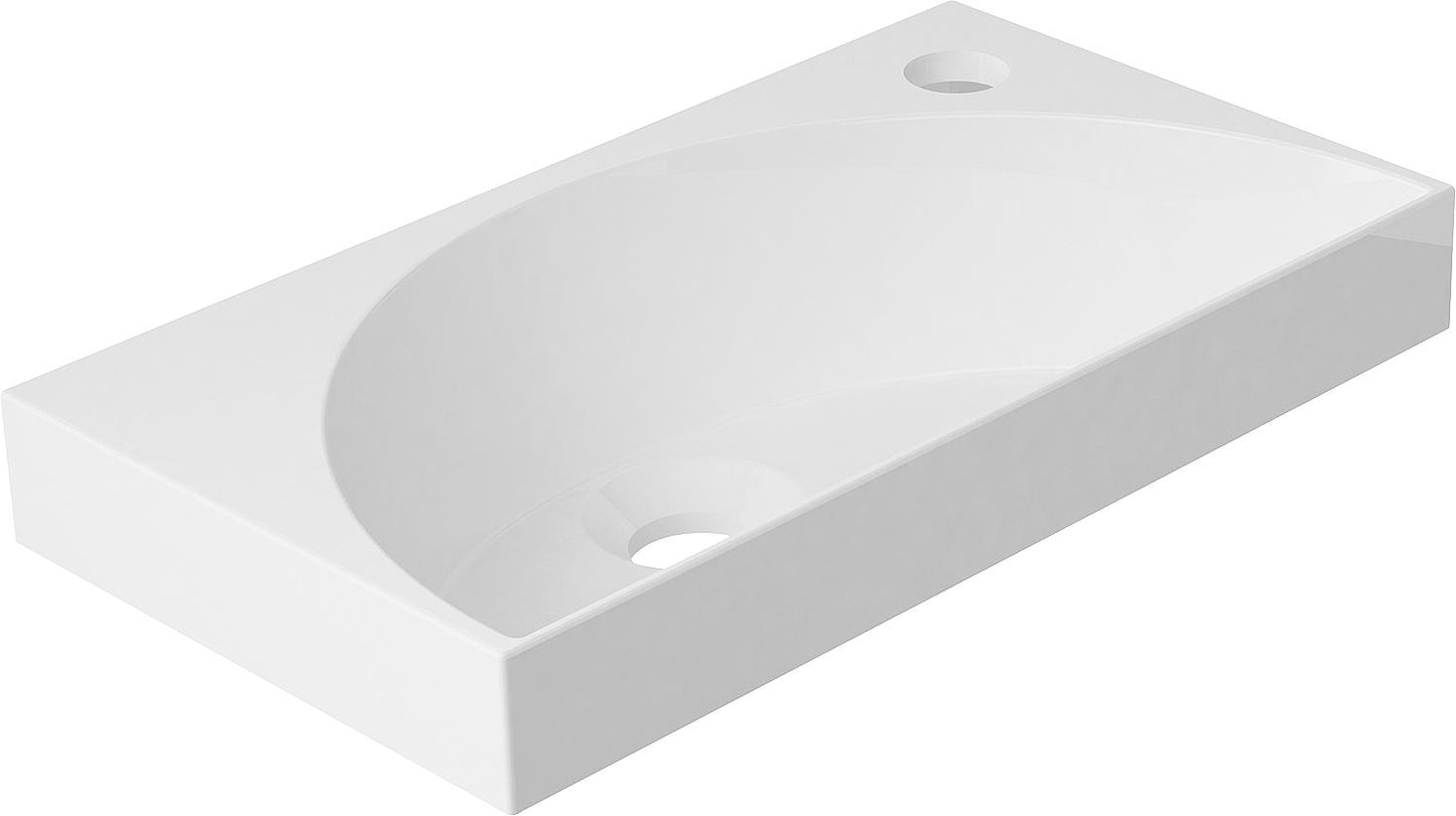 Aufsatz-Waschtisch EDELINE BxHxT: 400x110x220 mm Hahnloch rechts Mineralguss weiss