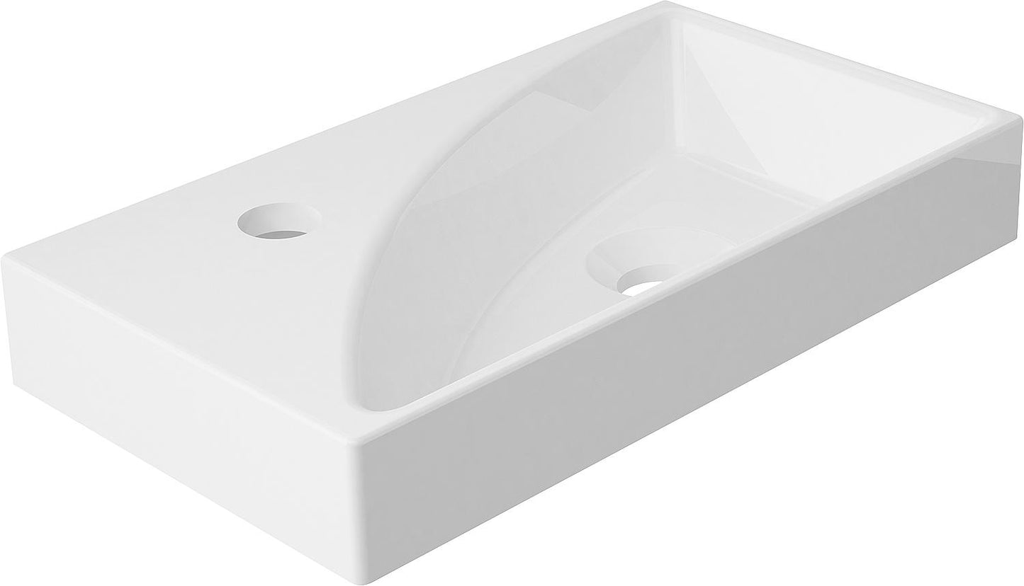 Countertop washbasin EDANU WxHxD: 400x81x220 mm Tap hole left Mineral cast white