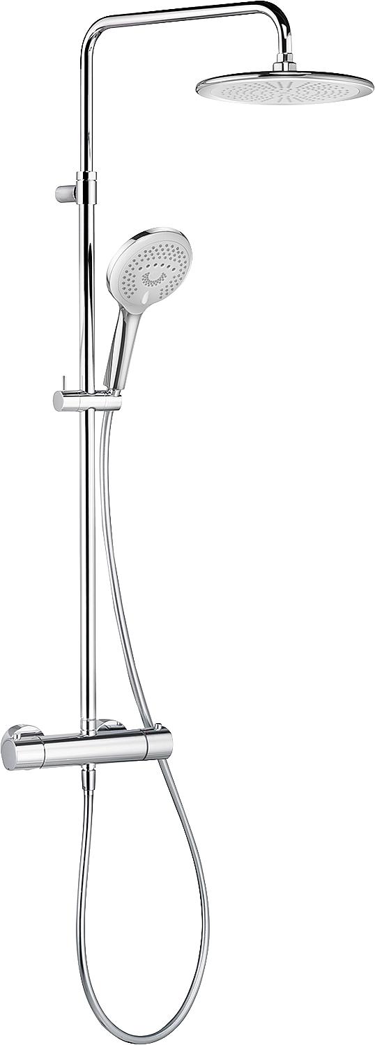 Système de douche chromé Kludi Freshline avec thermostat, réglable en hauteur 950-1250 mm