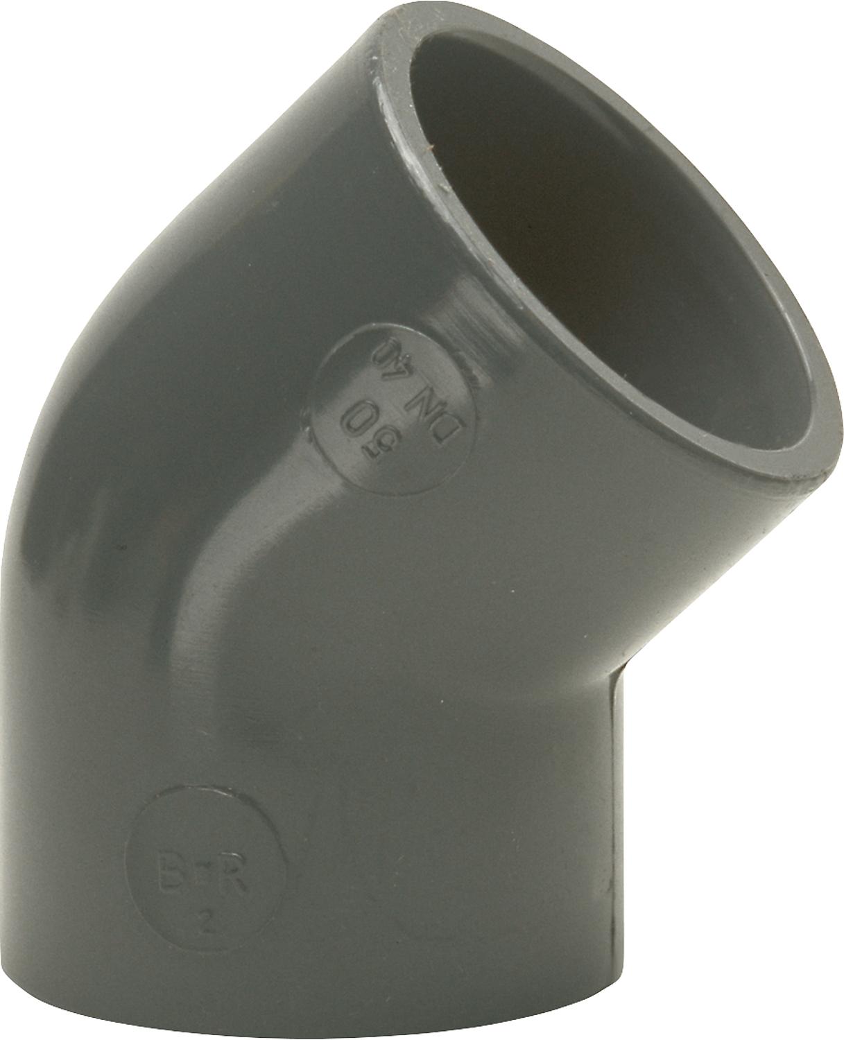 PVC-U - 45° elbow fitting, 110 mm, with adhesive socket on both sides