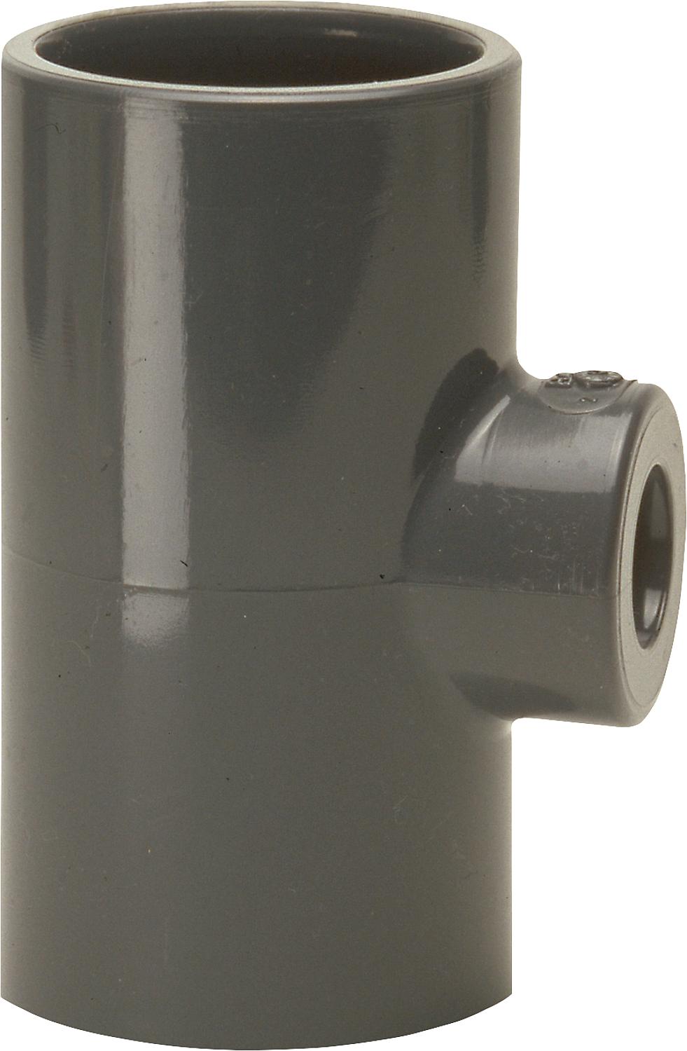 PVC-U - Reduced T-piece with adhesive socket, 63x50x63mm, adhesive socket on all sides