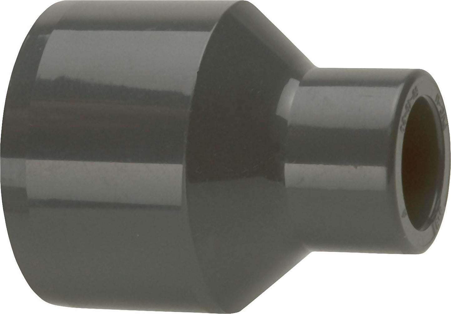 PVC-U - Adhesive fitting reduction long, 16 x 10 mm, with adhesive nozzle and adhesive socket