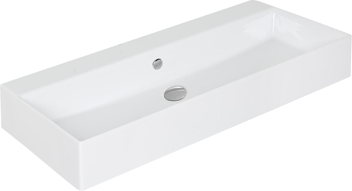 Waschtisch Elayla BxHxT: 910x130x460 mm ohne Hahnloch mit Überlauf Keramik weiss