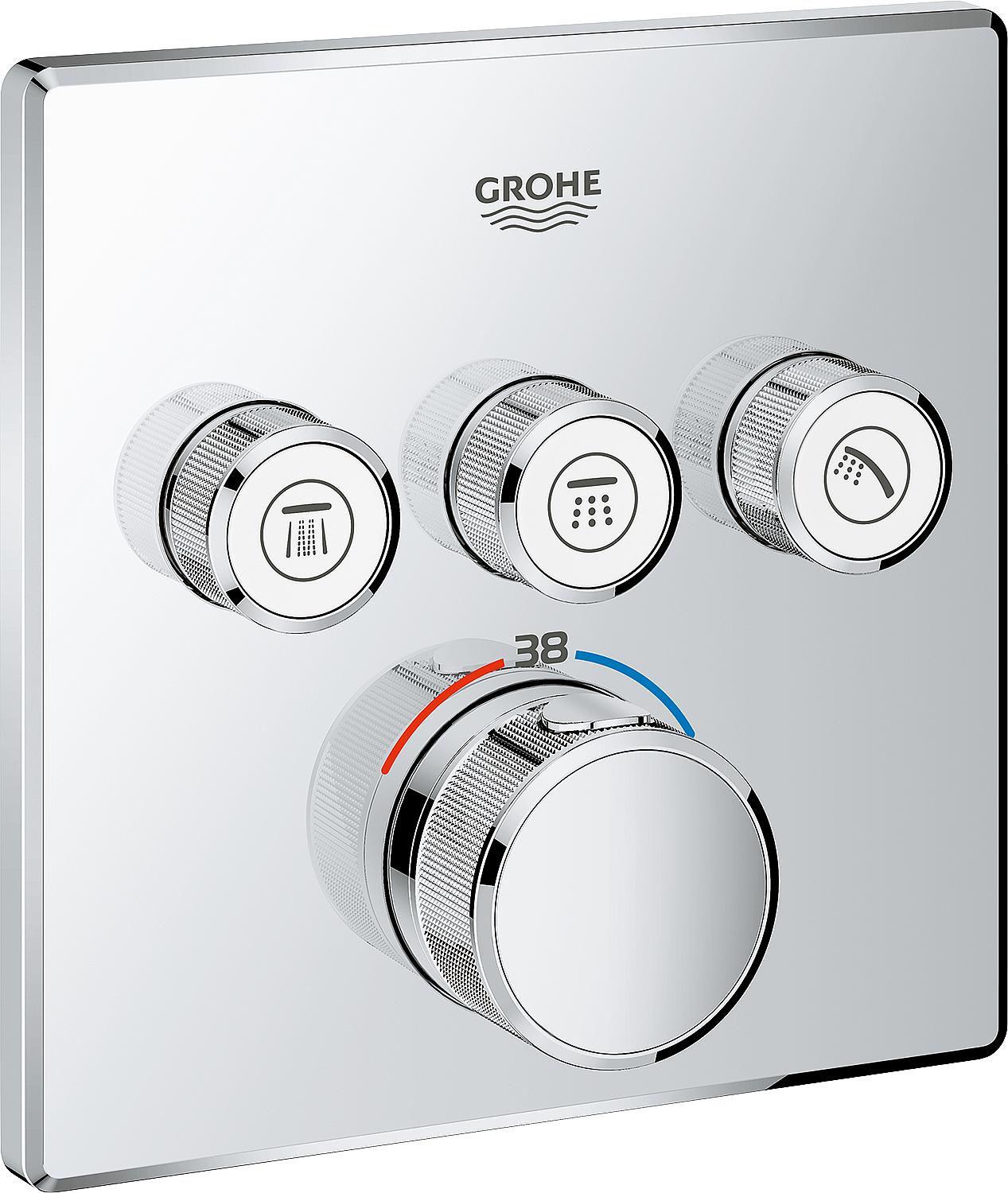 Grohe Grohtherm SmartControl concealed thermostat, chrome, with 3 shut-off valves