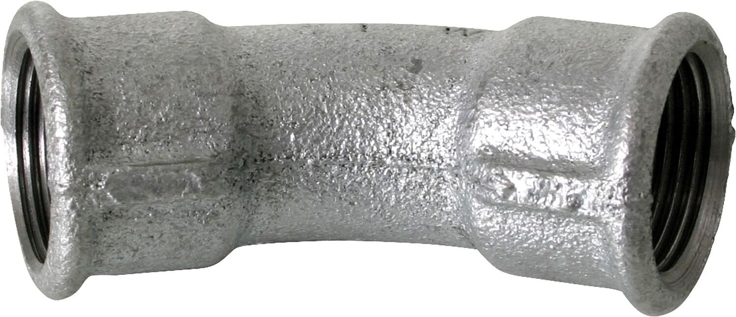 Malleable cast iron fitting galvanized No.41 long elbow I/I 45°, Ø 3/8"