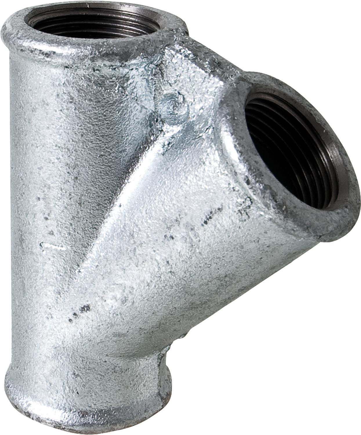 Malleable iron fitting, galvanized, No. 165, T-piece 45°, Ø 1/2