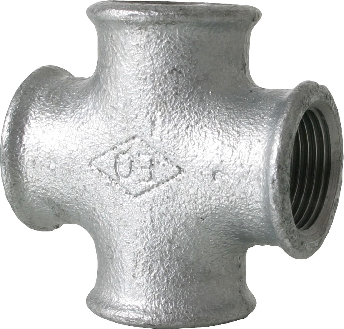 Malleable iron fitting, galvanized, No. 180, cross piece, female thread, Ø 1/2"