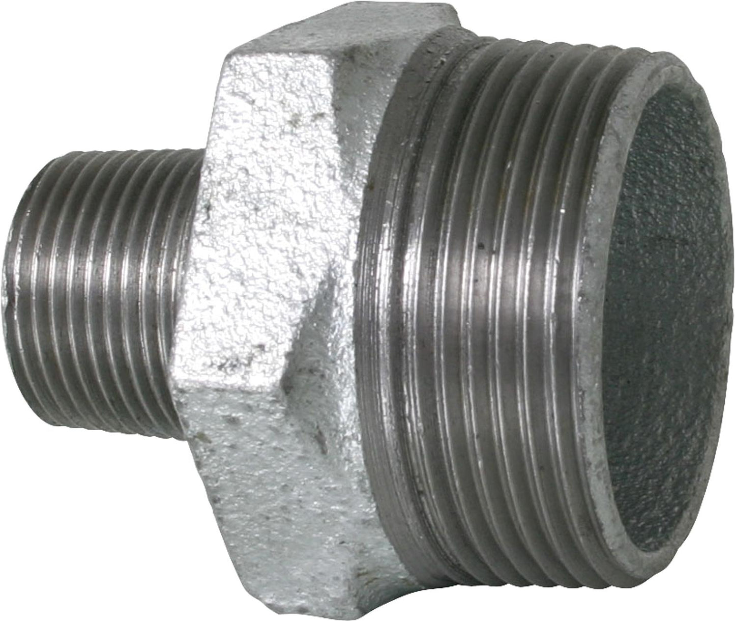 Malleable iron fitting, galvanized, No. 245, reducing double nipple, Ø 1/4" x 1/8"