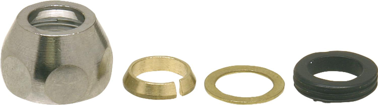 3/8" x 8mm compression fitting, conical, chrome-plated brass, 4-piece