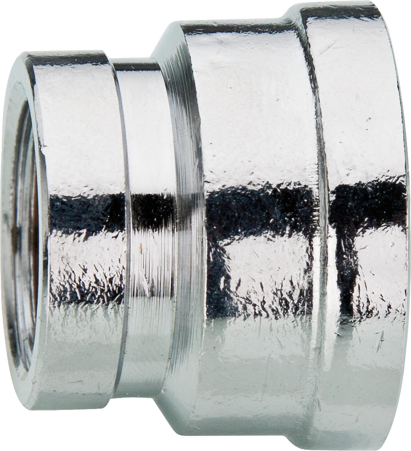 Chrome-plated reducing sleeve 1/2" x 3/8" female thread/female thread