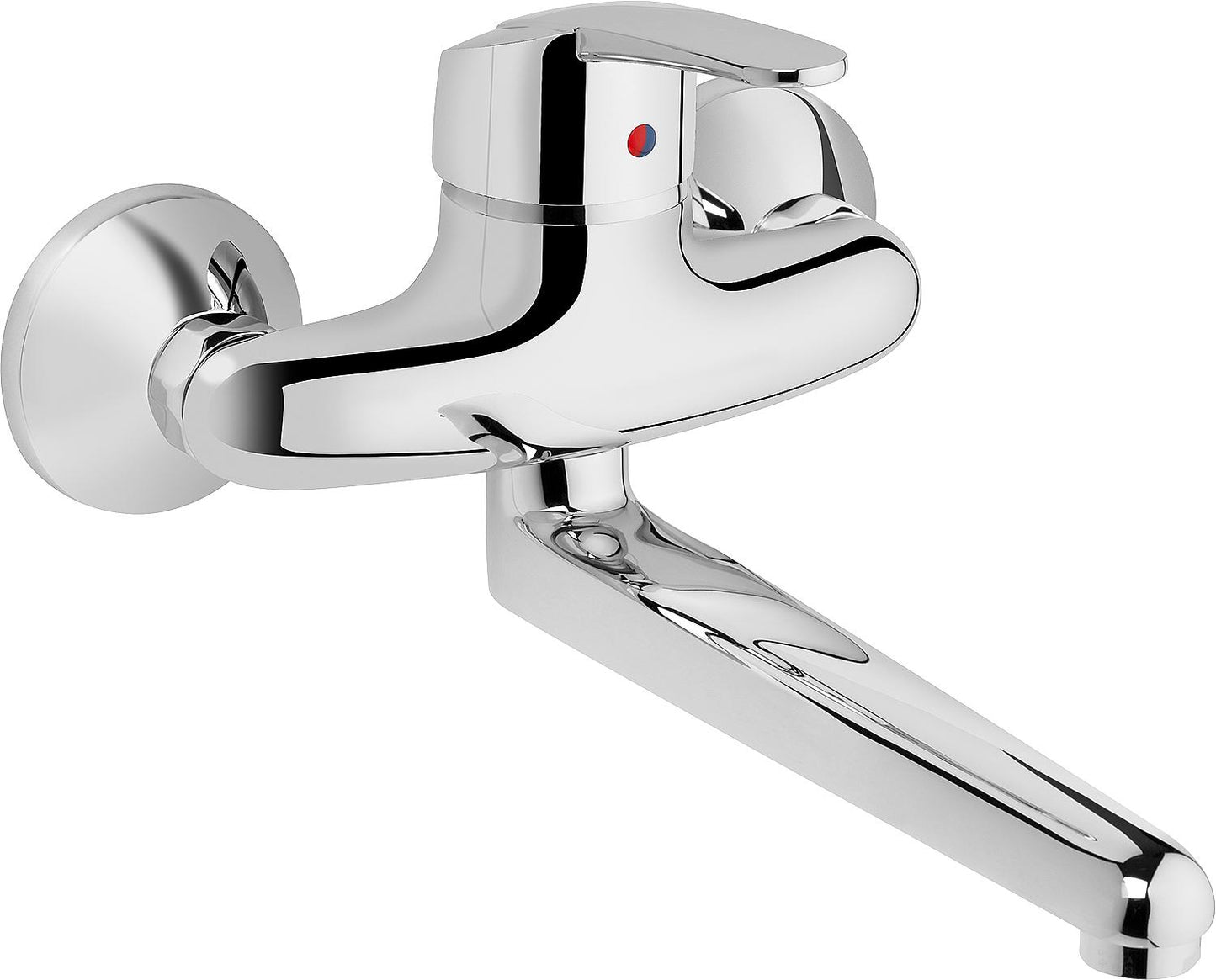 Heinrichschulte Nizza wall-mounted kitchen mixer tap with swivel spout, 110 mm projection, chrome finish