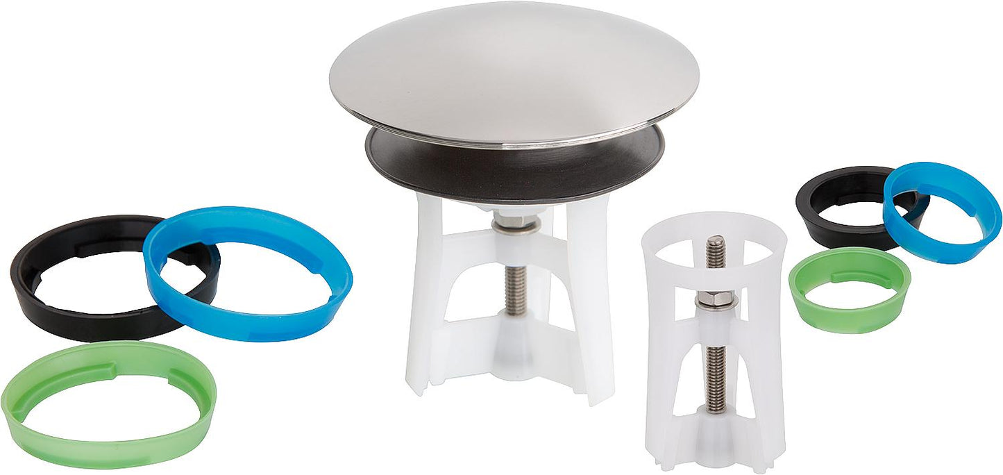 Replacement UP&Down drain plugs for 30mm (1") and 38mm (1 1/4") fittings, plastic/chrome cover