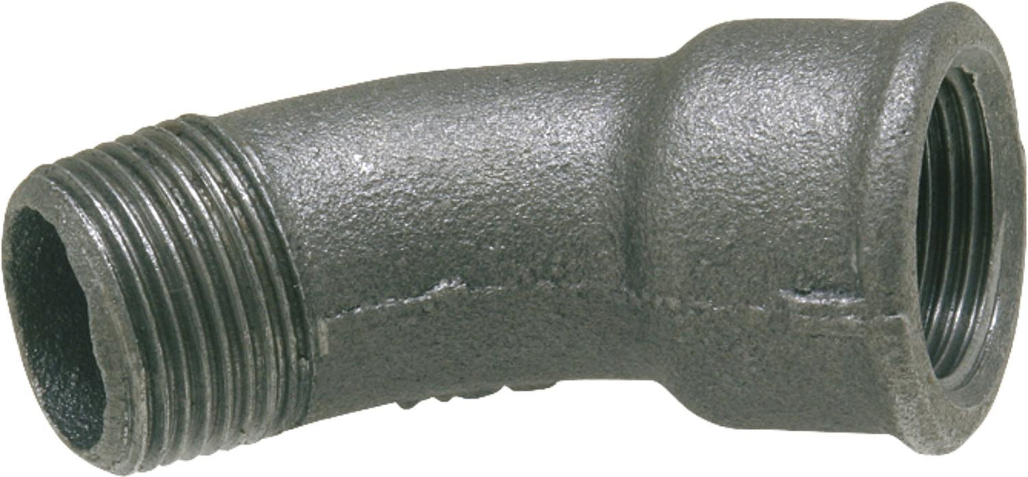 Raccord en fonte malléable, noir, coude à 45°, 3/8" (intérieur) type 40