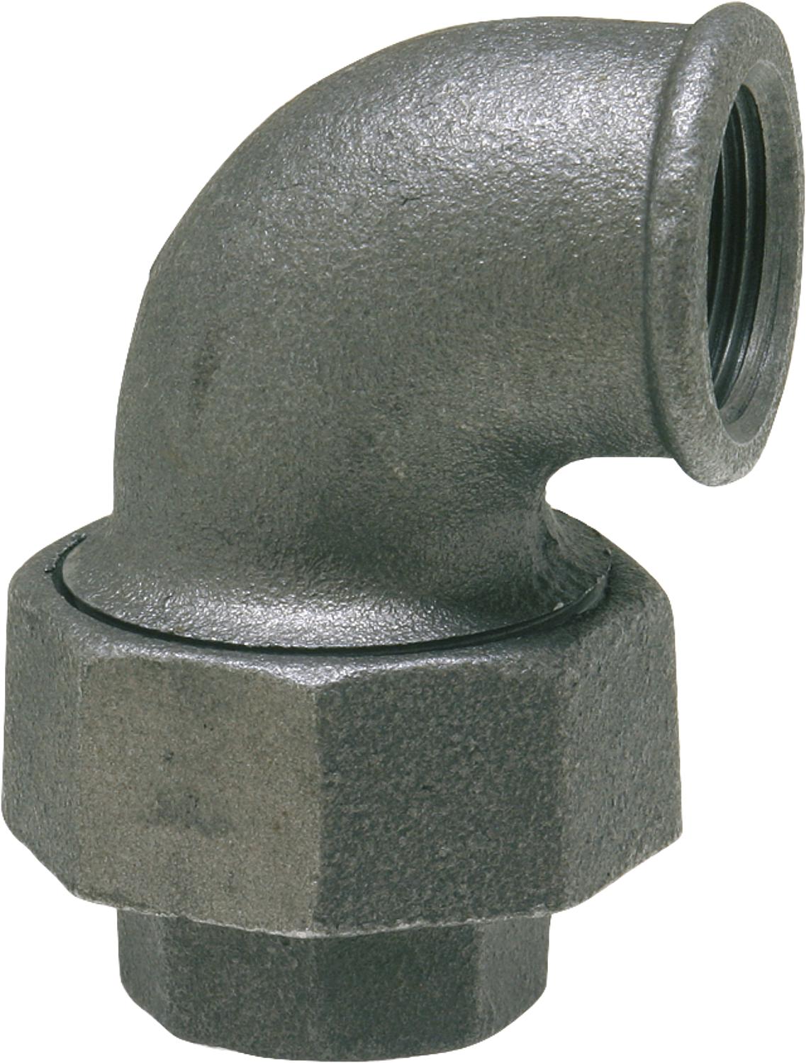 Malleable iron fitting, black, elbow fitting 3/8" (i/i) type 96, conical sealing