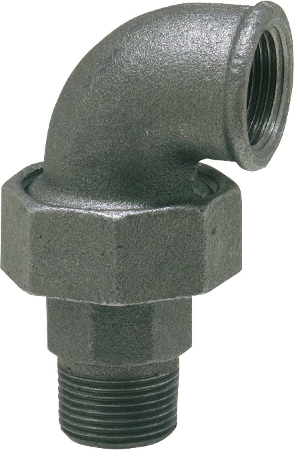 Malleable iron fitting, black, elbow fitting 1/2" (internal/external) type 97, flat sealing