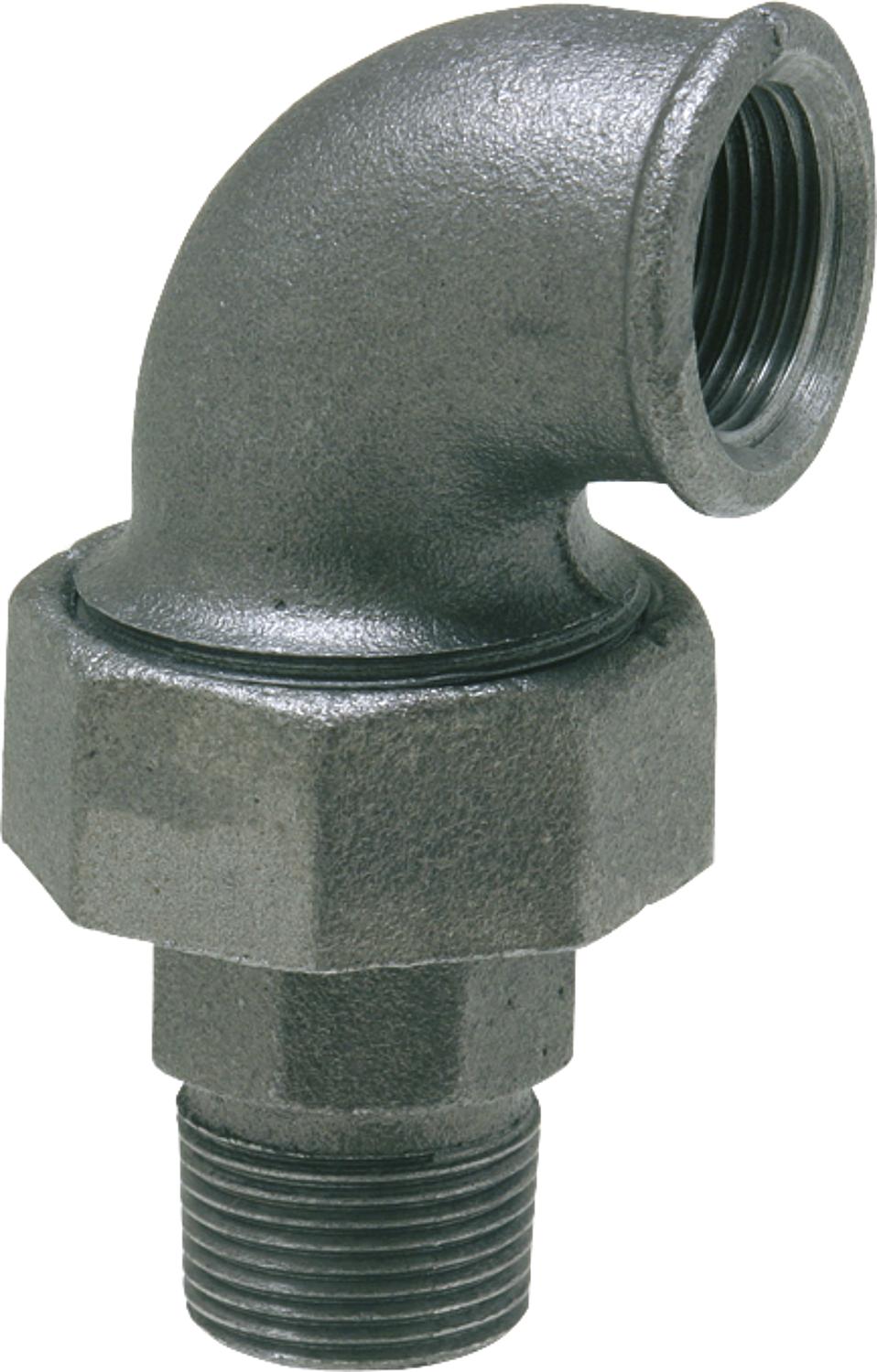 Malleable iron fitting, black, elbow fitting 1/2" (internal/external) type 98, conical sealing