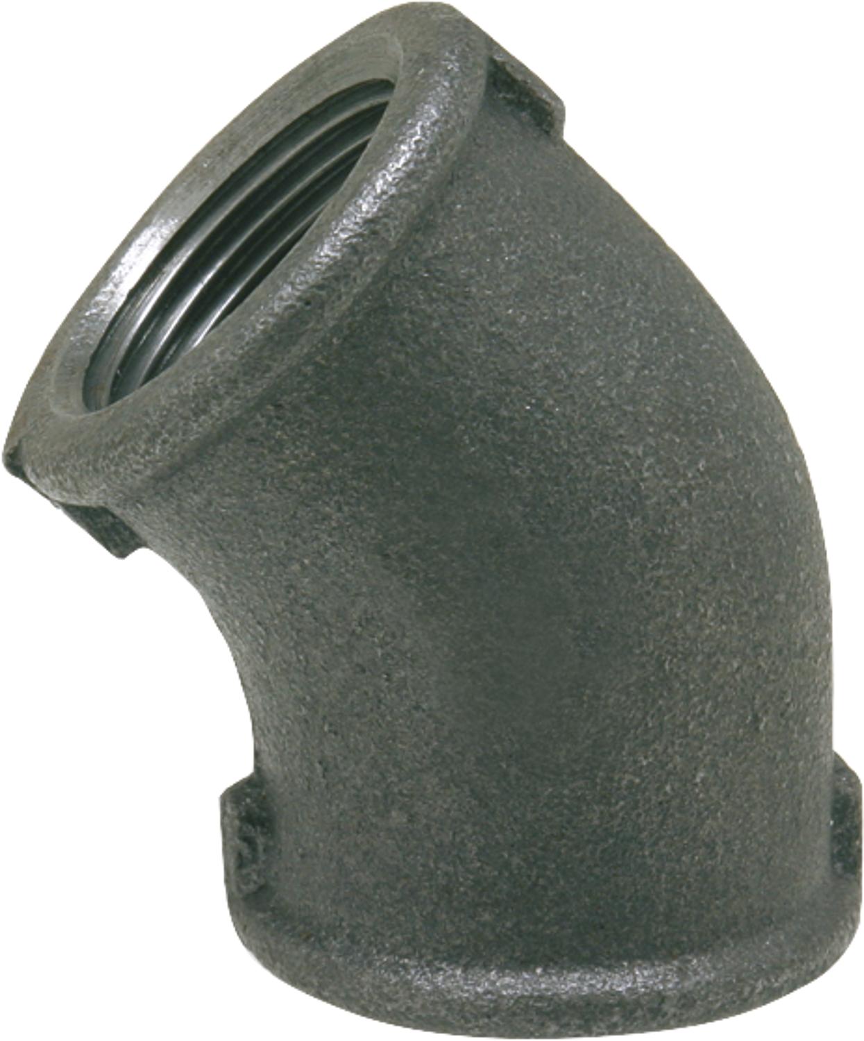 Raccord en fonte malléable, noir, coude à 45°, court, 1/2" (i/i) type 120