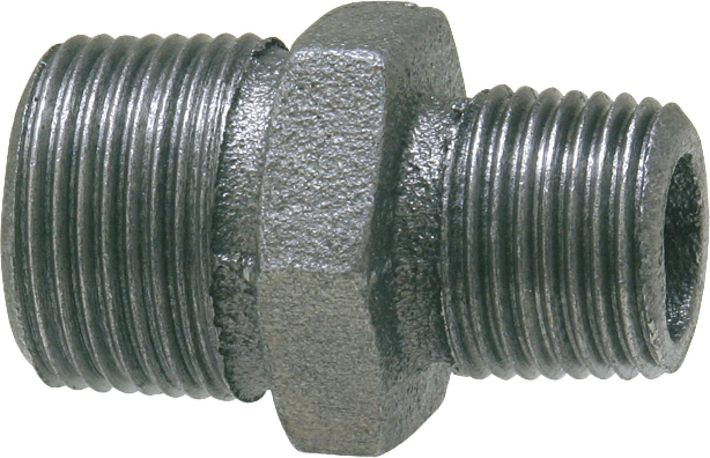 Malleable iron fitting, black reducing double nipple, 1/2" x 3/8" type 245 (a/a)