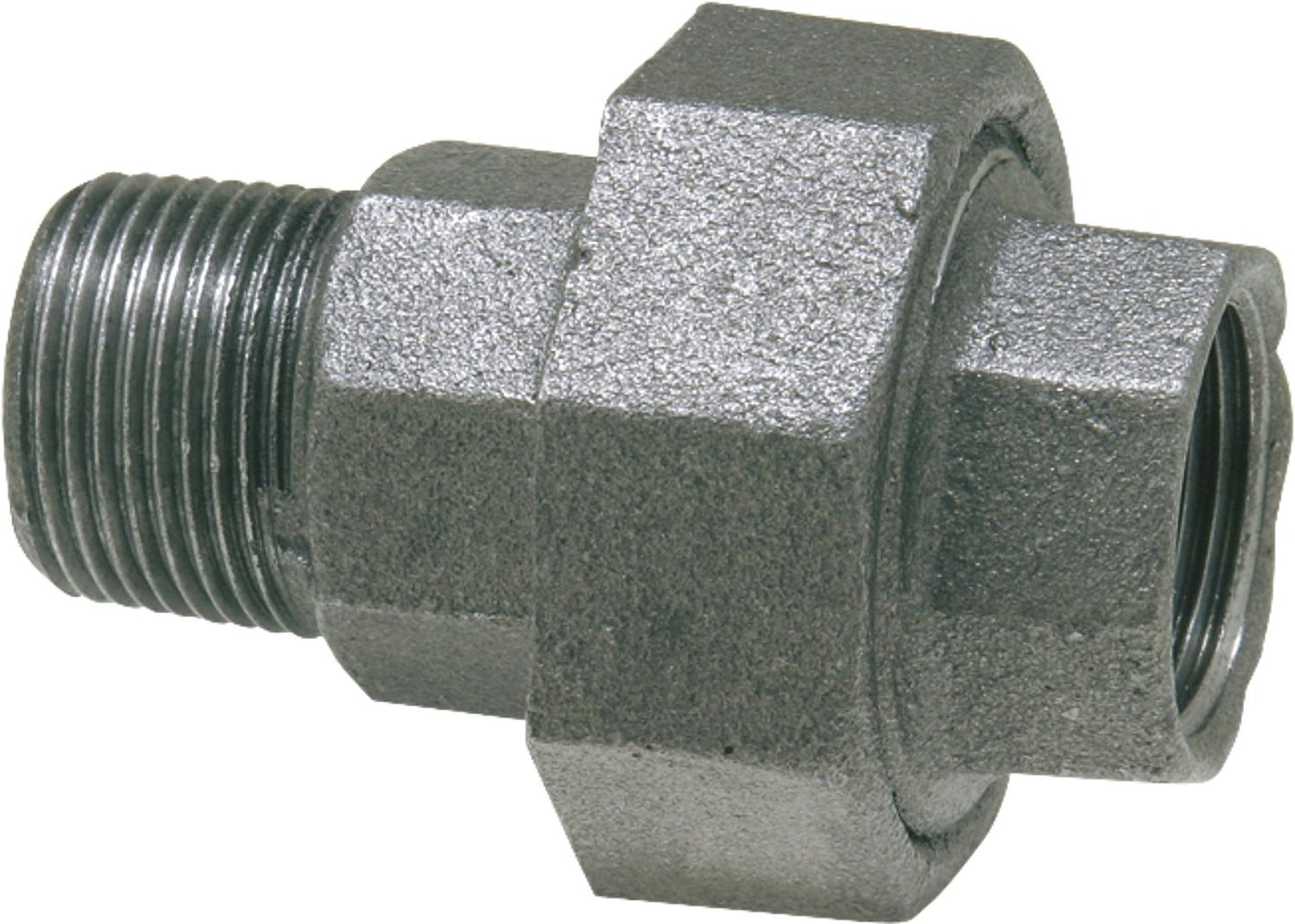 Malleable iron fitting, black, screw connection 1/2" (internal/external) type 331, flat sealing