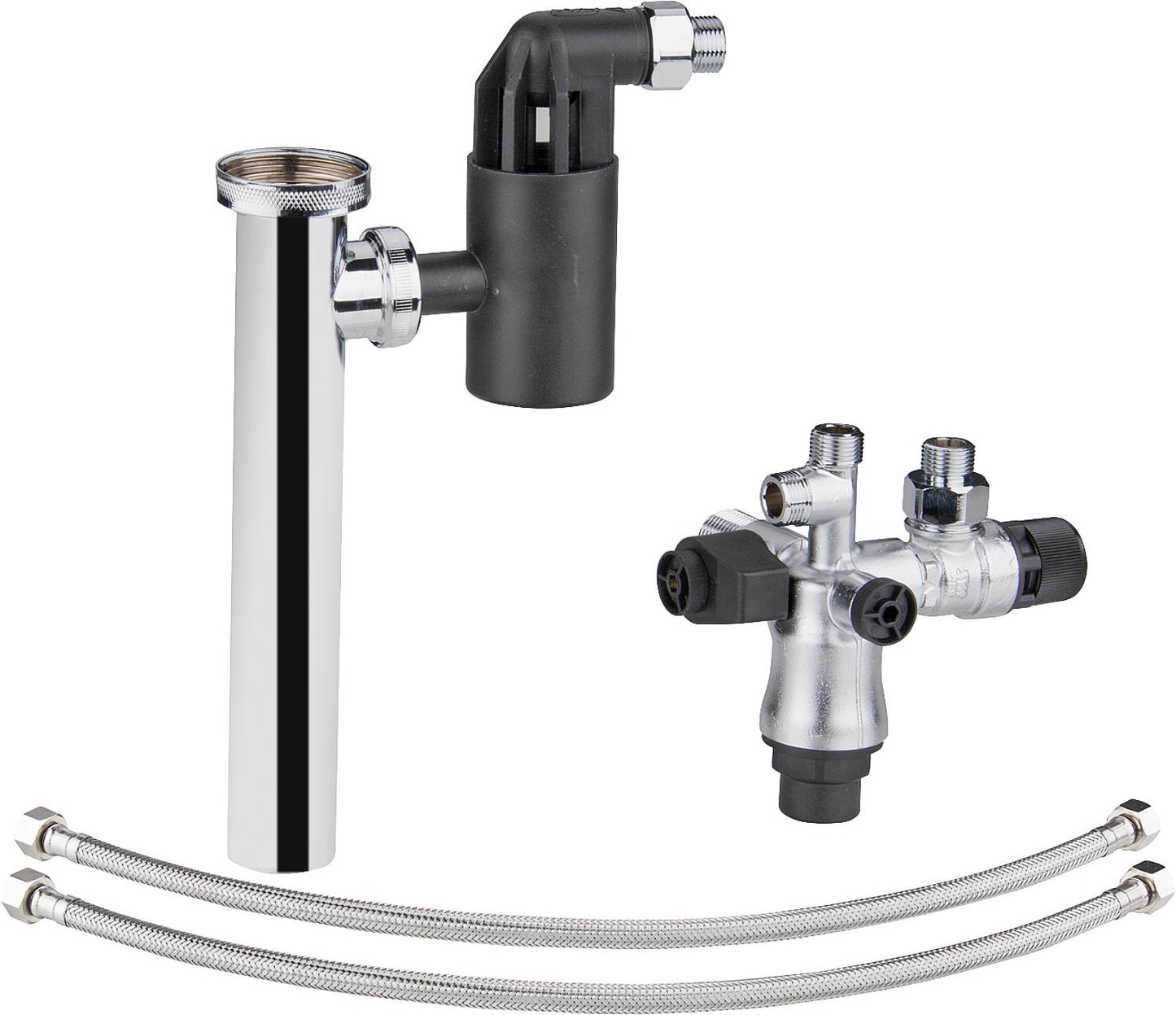 Sicherheitsgruppe untertisch mit Rückflussverhinderer, Druckbegrenzer + flex. Anschlüssen