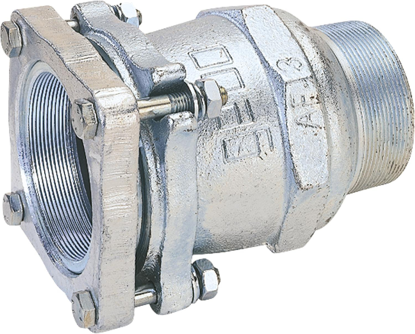 Malleable iron compression fitting with male thread, gas PN 5, water PN 16, type AF 2 1/2" (76.1)