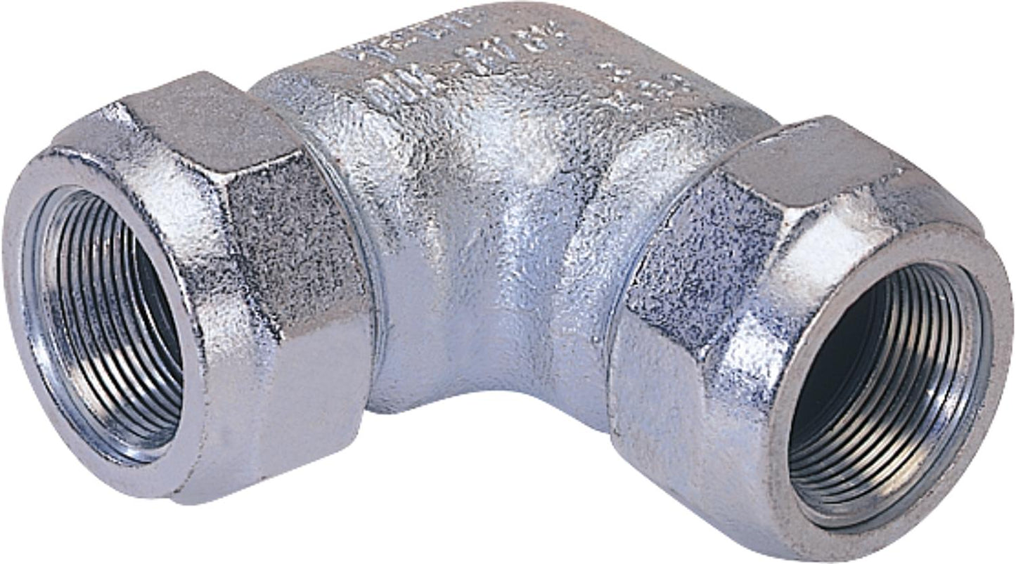 Malleable iron compression fitting (i/i) Gas PN 5, Water PN 10, Type WO 1/2" Elbow