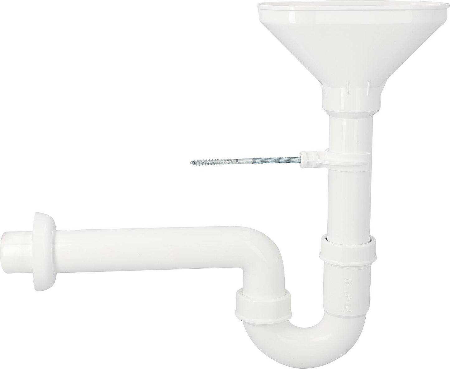 Trichtersiphon DN50 inkl Wandbefestigung, Kunststoff weiss