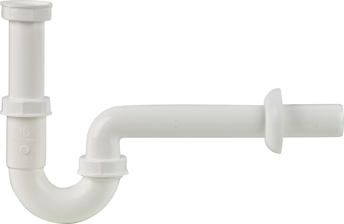 Siphon à odeurs pour tuyau 1 1/4", tuyau mural L = 220 mm, tuyau de réglage L = 140 mm, Ø 32 mm