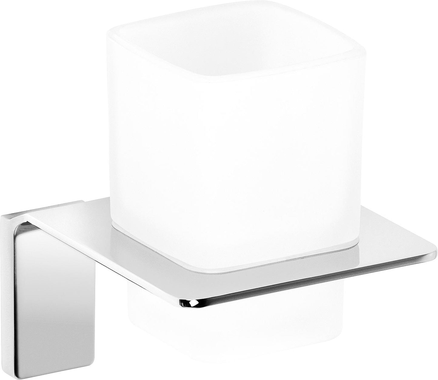 Erico glass holder with wall bracket, zinc, chrome-plated