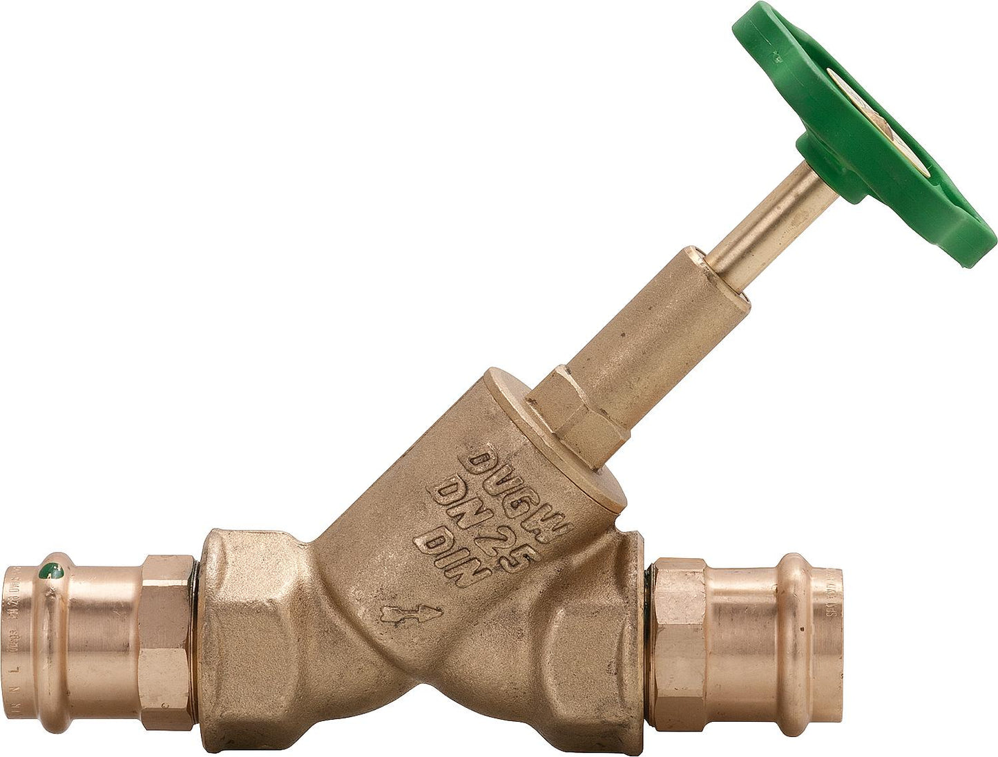Free-flow valve without drain, rising spindle 1508 press connection V-profile DN15, 15 mm