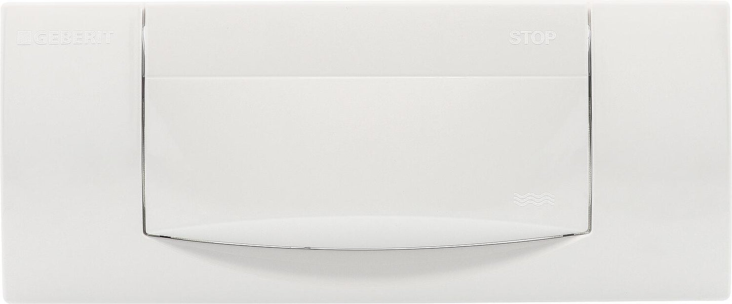 Plaque de commande Geberit 300 T, actionnement par le haut, pour réservoirs encastrés, blanc alpin, réf. n° 115.333.11.1