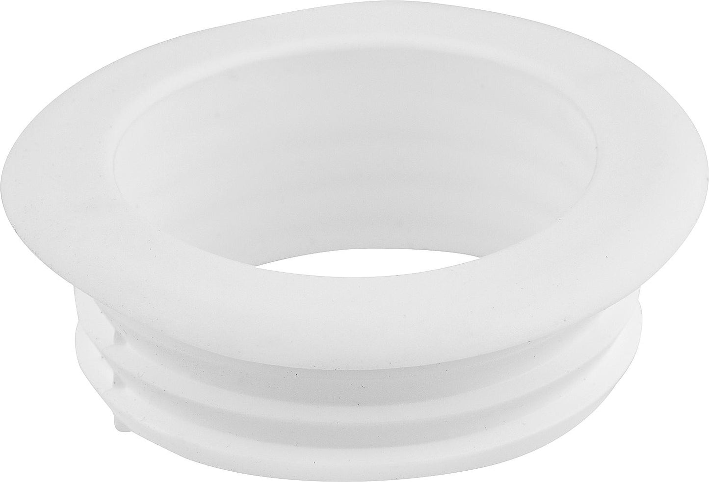 Rubber flush pipe connector for low-level cisterns without rosette, light-colored