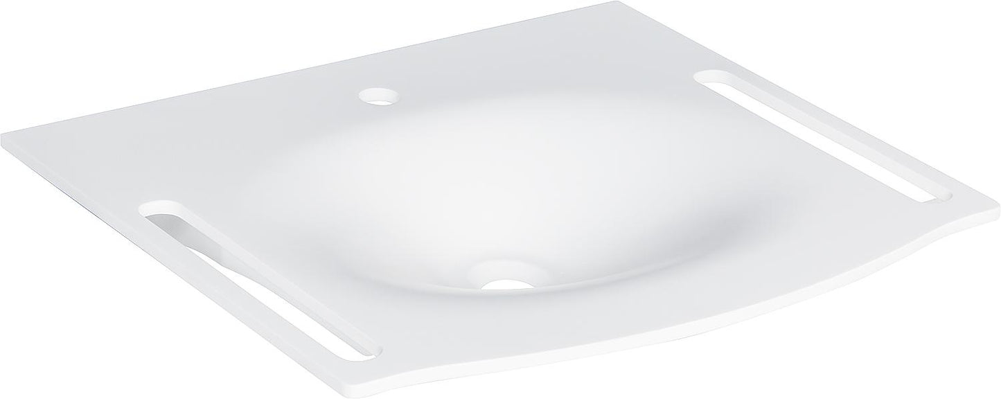 Lavabo Elida en Betacryl blanc, avec 1 trou de robinetterie, dimensions L x H x P : 620 x 132 x 540 mm