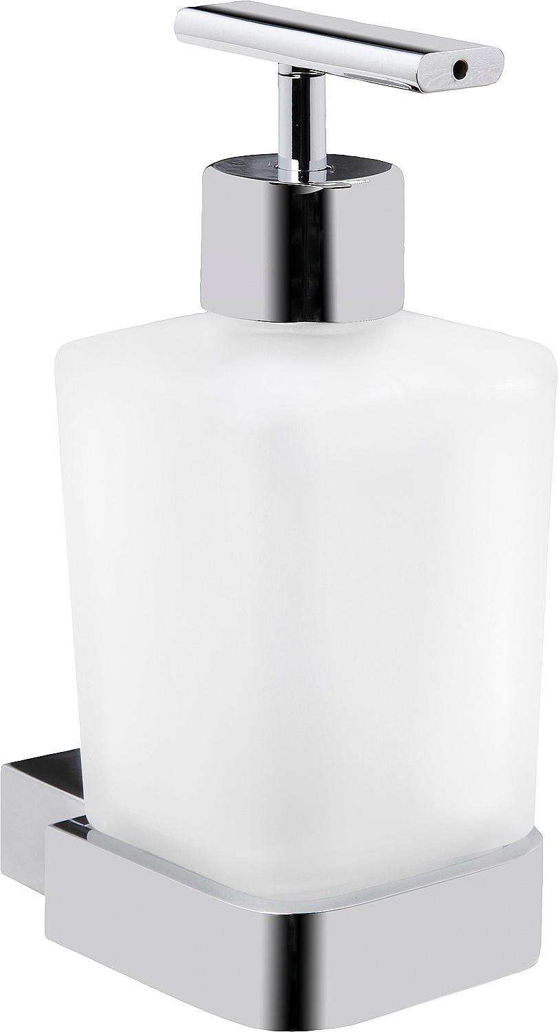 Eivor soap dispenser with wall bracket, chrome-plated zinc, frosted glass