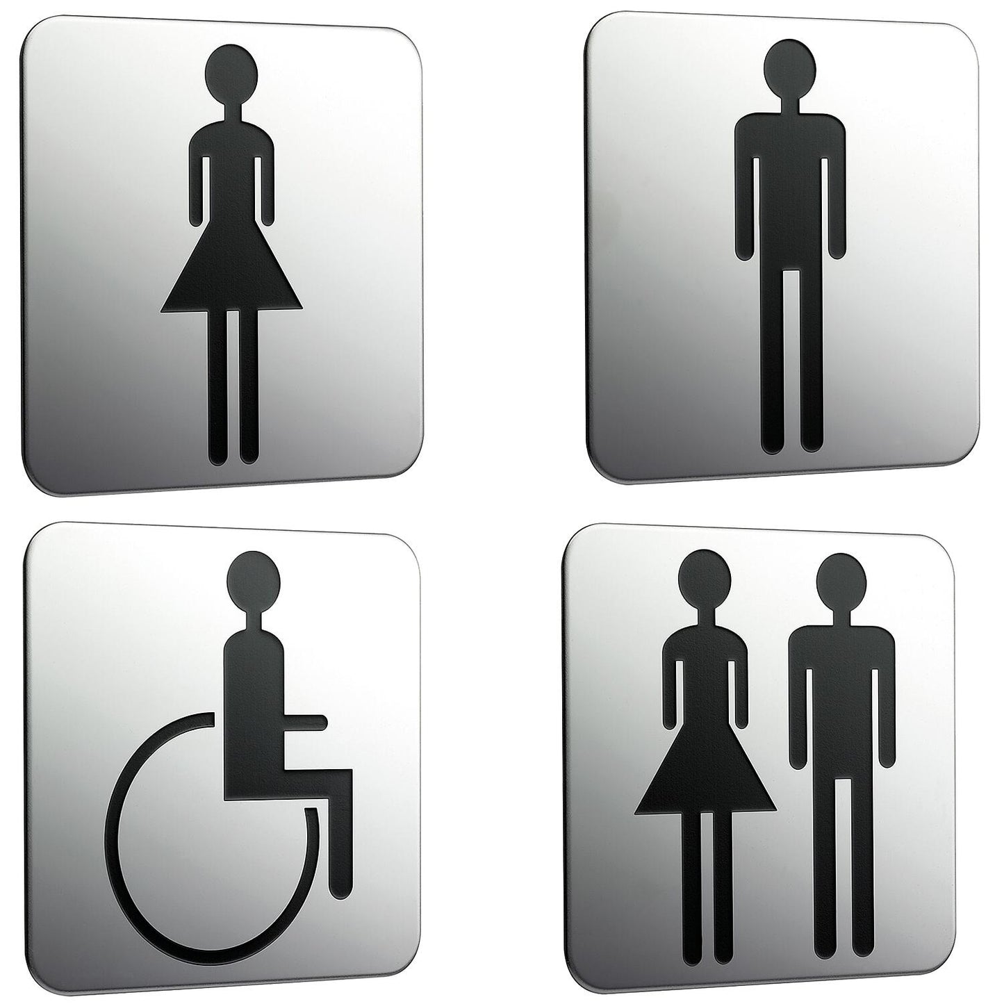 Panneau de porte chromé Emco System 2, pour utilisateur de fauteuil roulant, dos adhésif