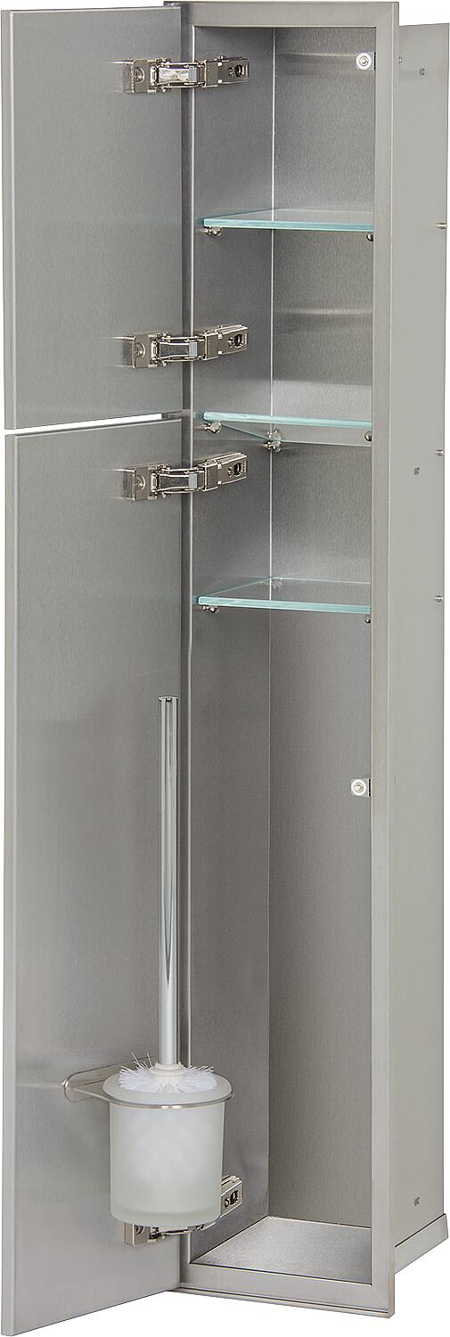 Caisson WC en acier inoxydable, hauteur 900 mm, 2 portes carrelables, côté droit