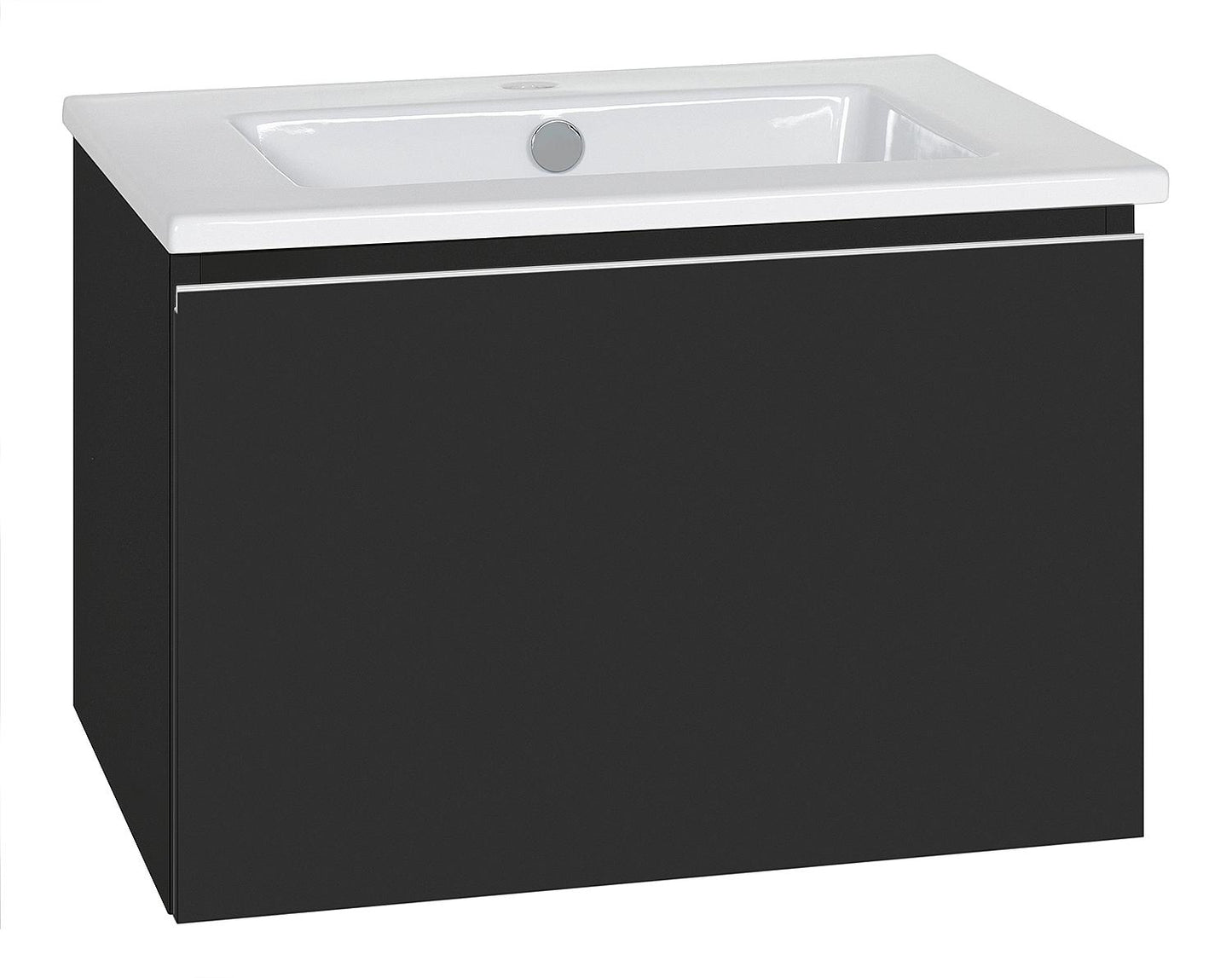 Lavabo en céramique WTU + série ELA, corps noir, façade noire, 1210 x 420 x 510 mm
