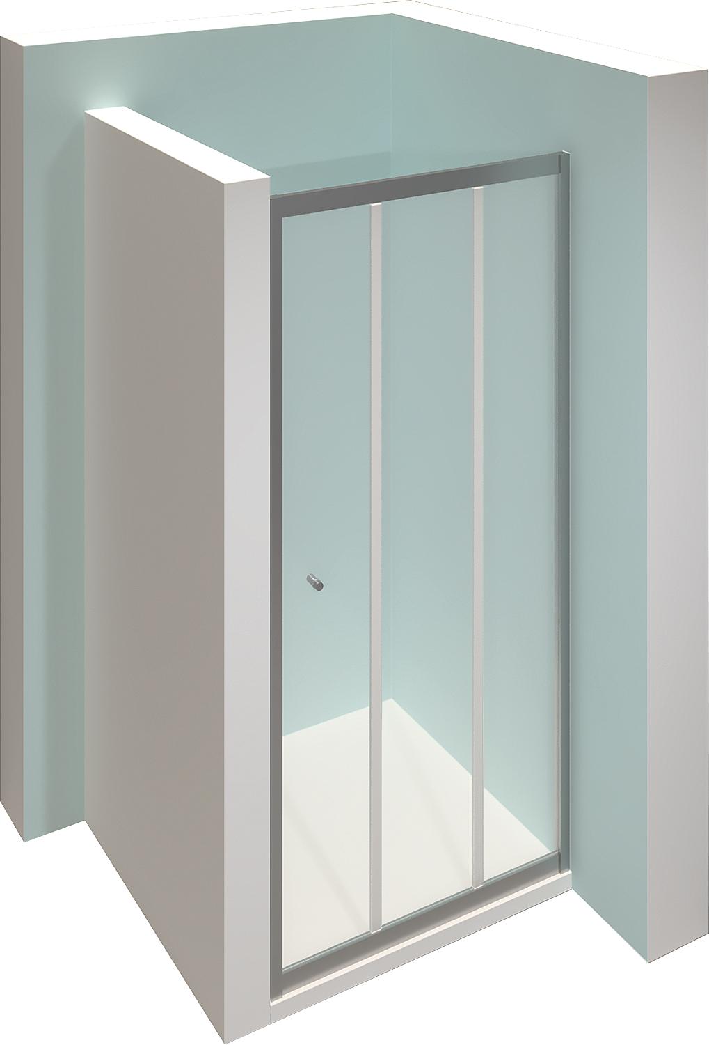 Hüppe Alpha 2 3-piece sliding door for niche, 4mm thick, custom sizes: W: 900-1700mm, H: 1200-2000mm