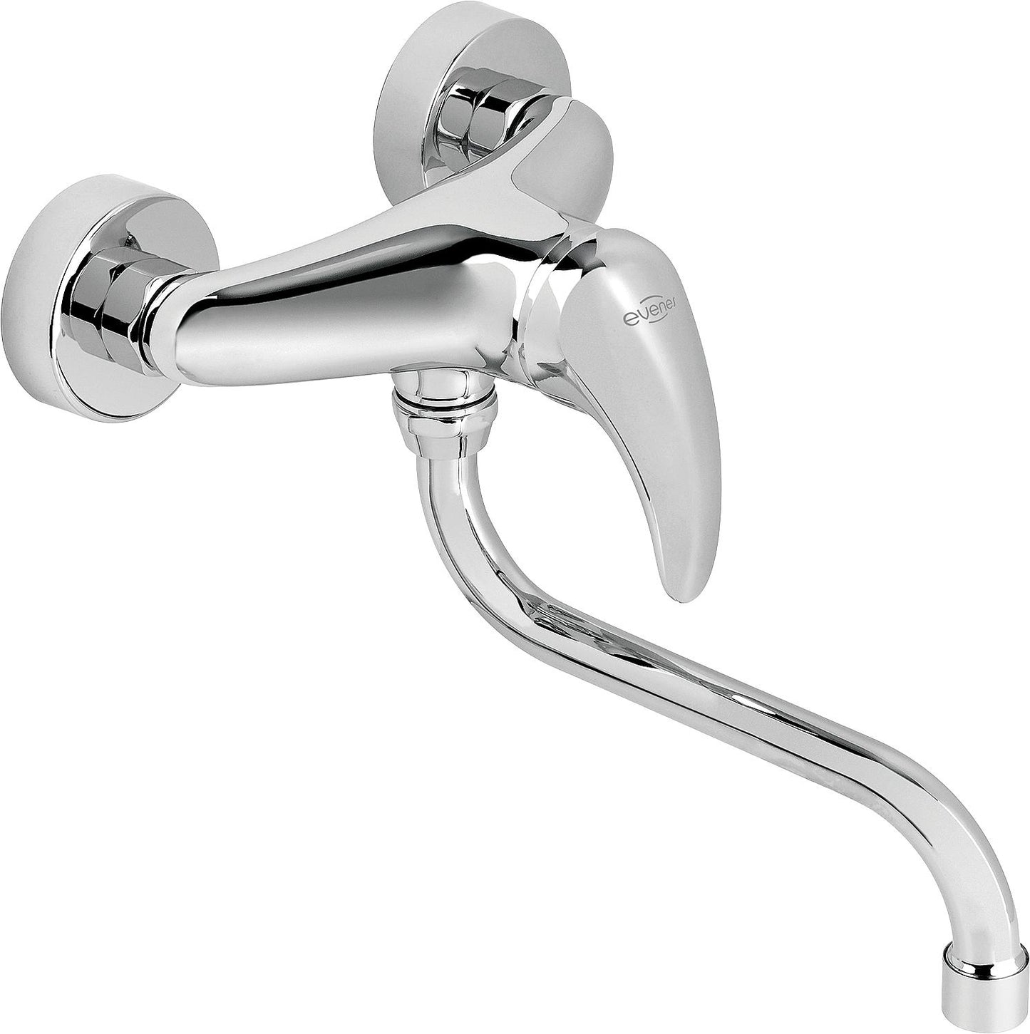 Rumba II wall-mounted kitchen mixer with swivel spout, 269 mm projection, chrome