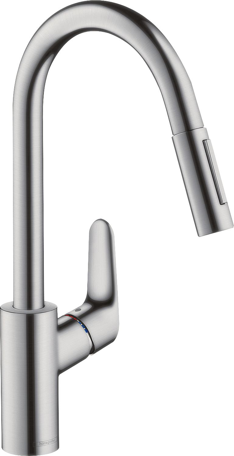 Hansgrohe Focus 240 kitchen mixer with pull-out spray head + S-Box system, 220 mm projection, chrome