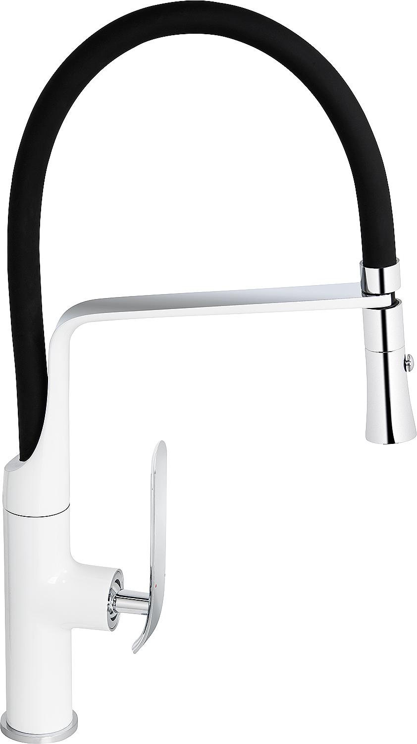 Spültischmischer Ejan herausnehmbare Geschirrbrause Ausladung 221 mm weiss/chrom Brauseschlauch in schwarz