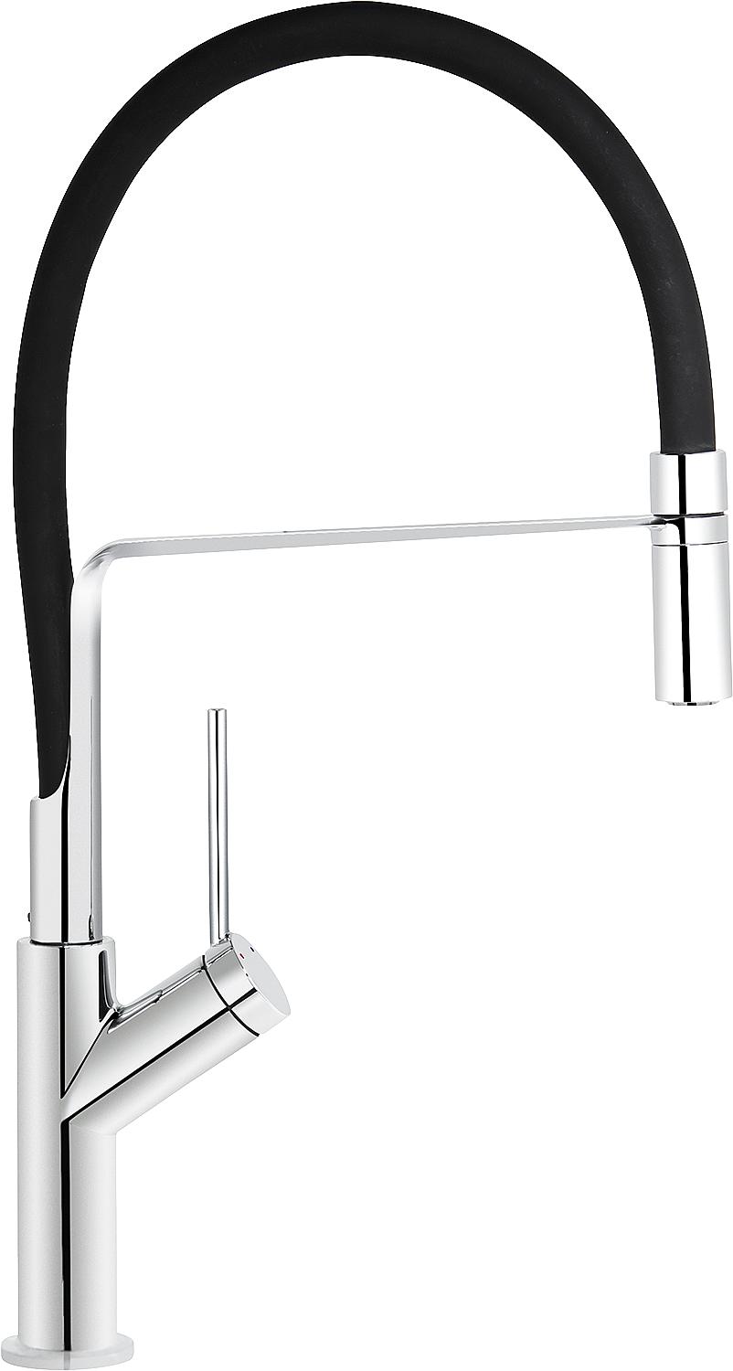 Spültischmischer Live 2.0 herausnehmbare Geschirrbrause Ausladung 221 mm verchromt Brauseschlauch in schwarz