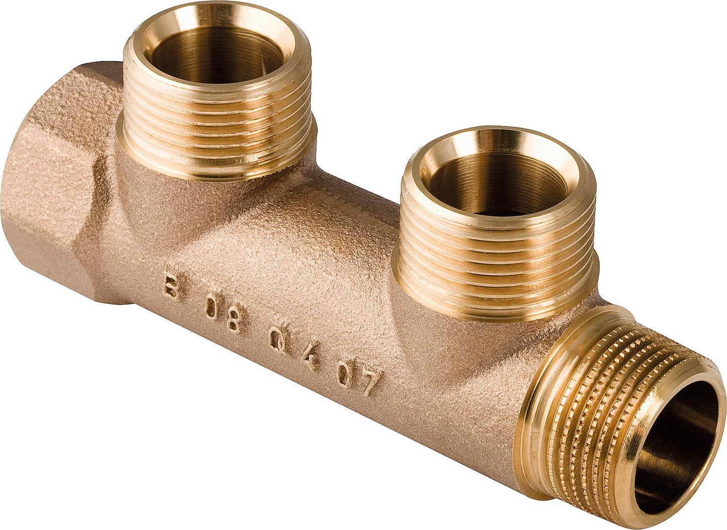 Collecteur 3 voies Geberit DN20 (3/4") x DN20 (3/4") Eurocone en laiton rouge