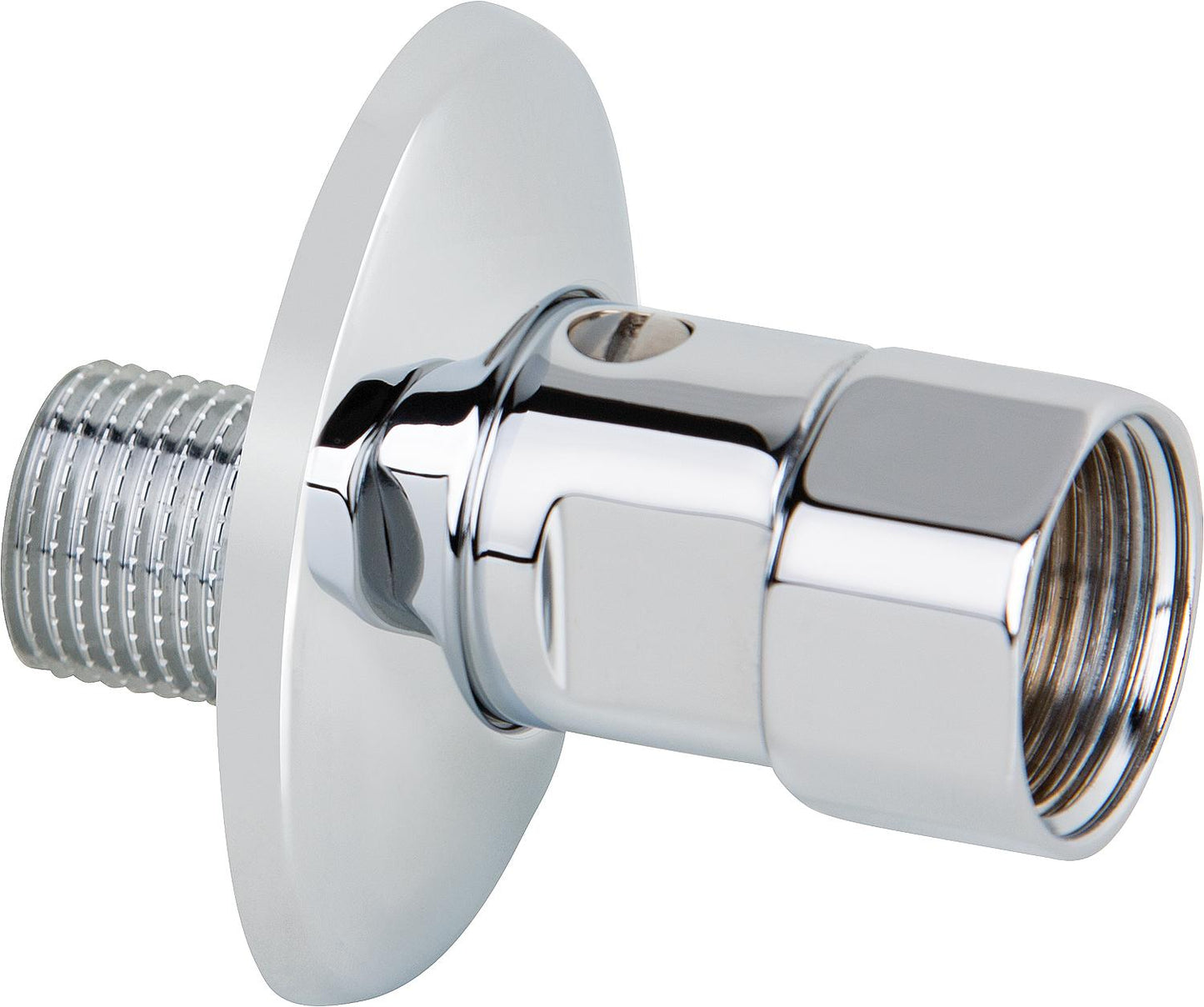 Shut-off fitting straight DN15 (1/2") male thread x DN20 (3/4") female thread, pack of 1, chrome-plated
