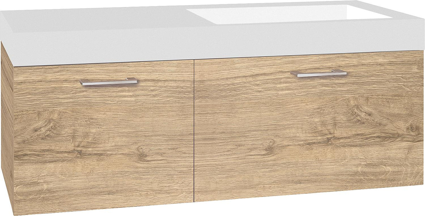 Meuble de rangement WTU+Mineral en fonte WT EMPI, chêne Thea, 2 tiroirs, 1205 x 534 x 508 mm